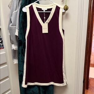 Entro Women's Purple and Cream V-Neck dress sz small NWT